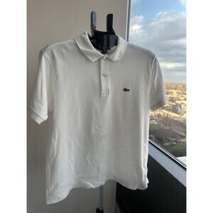 Lacoste Classic Fit Polo Men's White Short Sleeve 100% Cotton Golf Shirt L